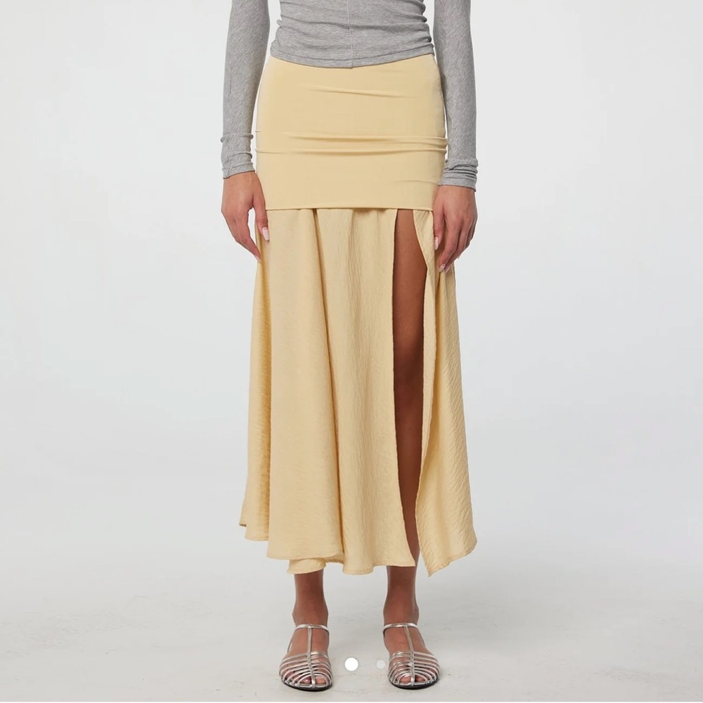 The Line by K Pale Yellow Maxi Skirt with High Slit